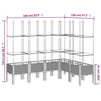 Vaso/floreira de jardim c/ treliça 160x120x142,5 cm PP branco