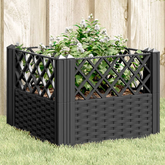 Vaso/floreira de jardim c/ estacas 43,5x43,5x43,5cm PP preto