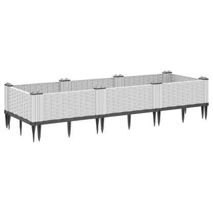 Vaso/floreira de jardim c/ estacas 125x40x28,5 cm PP branco