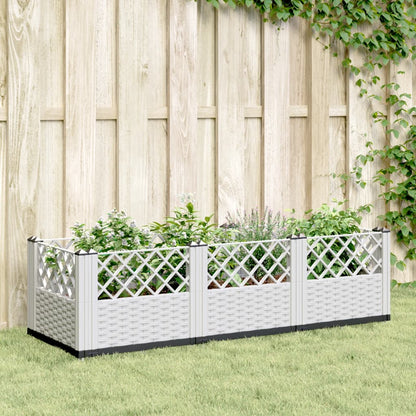 Vaso/floreira de jardim c/ estacas 123,5x43,5x43,5 cm PP branco