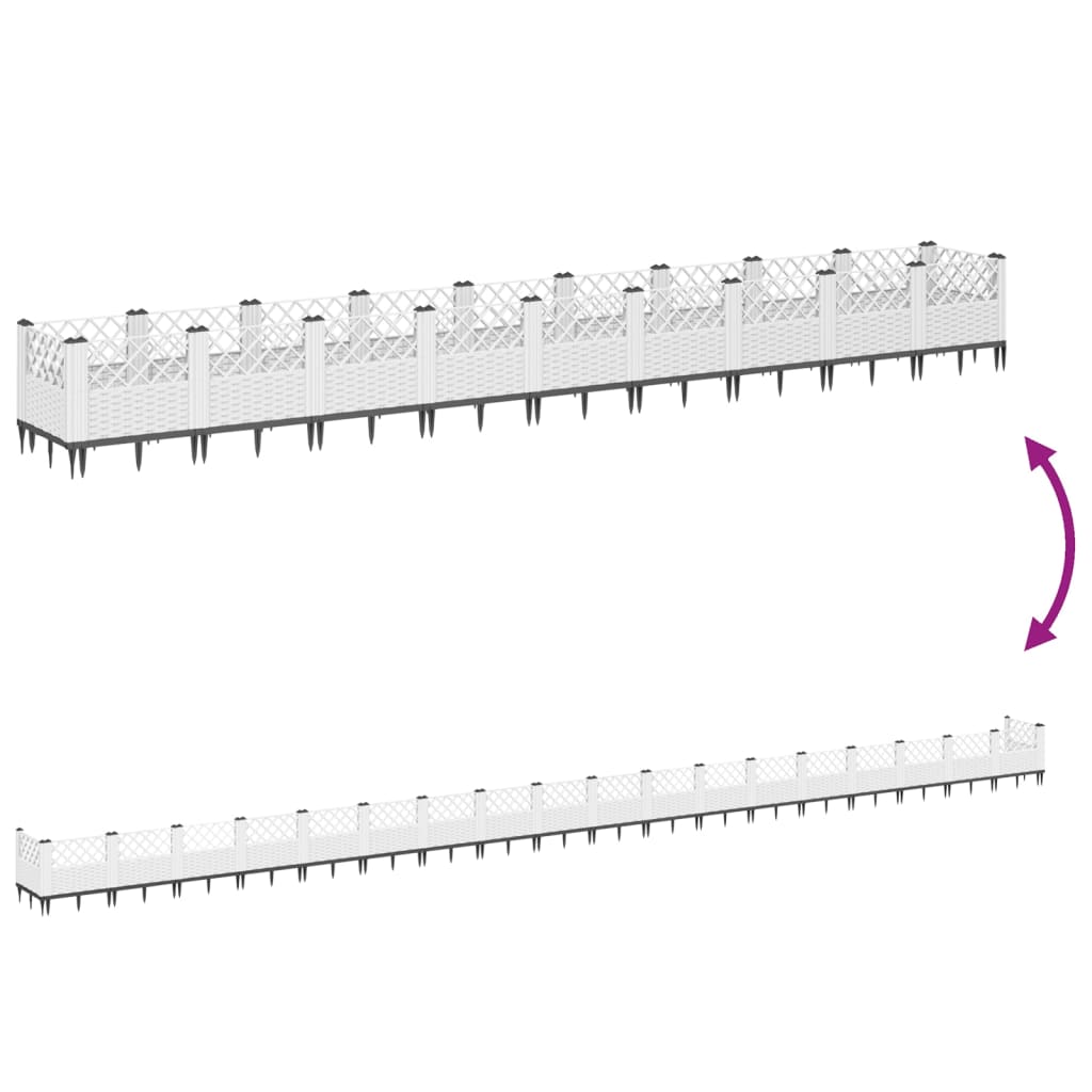 Vaso/floreira de jardim c/ estacas 363,5x43,5x43,5 cm PP branco