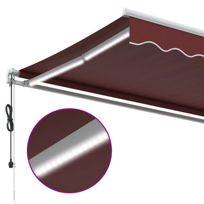 Toldo retrátil automático com luz LED 300x250 cm bordô