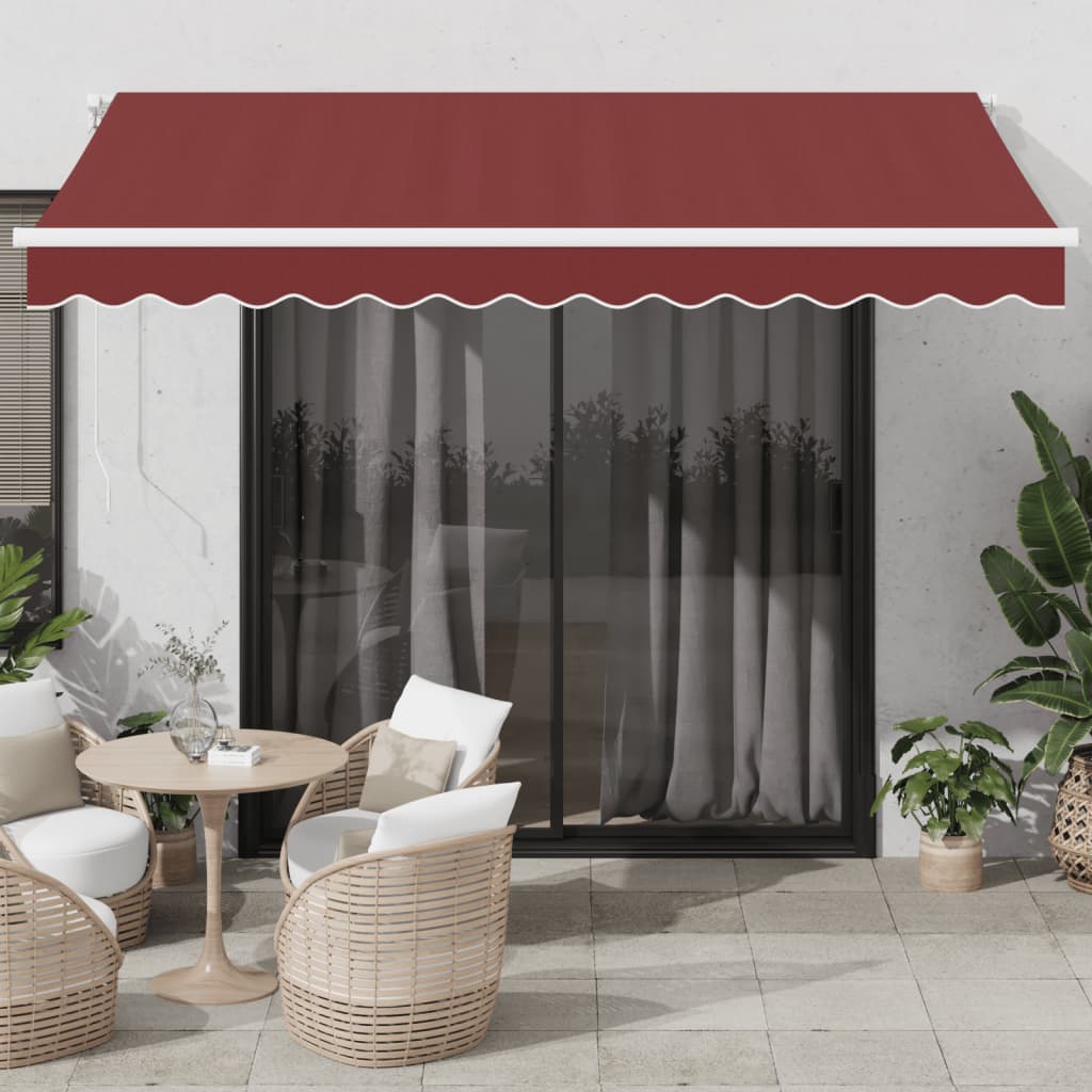 Toldo retrátil manual com luz LED 350x250 cm bordô