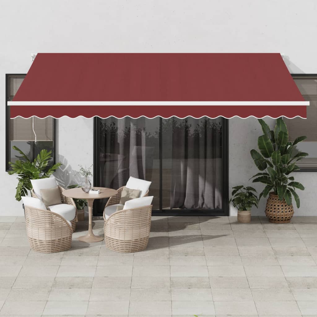 Toldo retrátil manual com luz LED 450x300 cm bordô