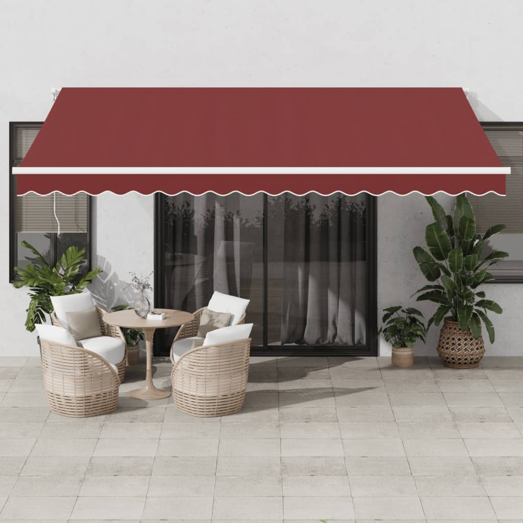 Toldo retrátil automático com luz LED 450x300 cm bordô