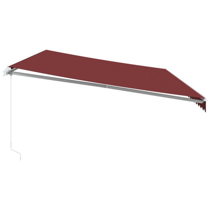 Toldo retrátil manual com luz LED 600x300 cm bordô