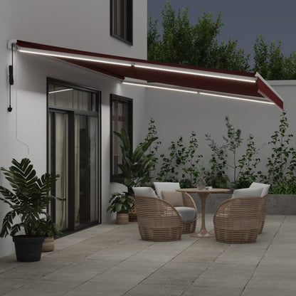 Toldo retrátil automático com luz LED 600x300 cm bordô