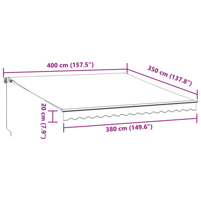 Toldo retrátil manual 400x350 cm bordô