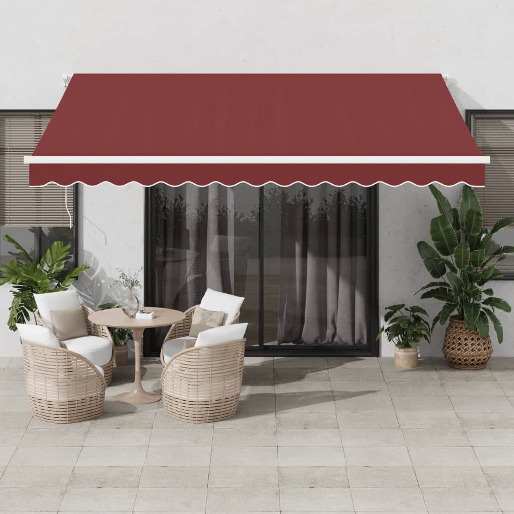 Toldo retrátil automático com luz LED 400x350 cm bordô