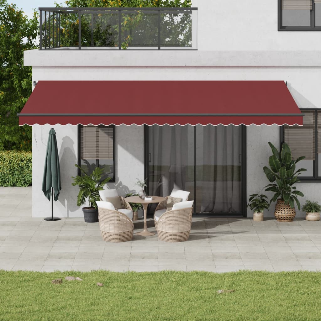 Toldo retrátil automático com luzes LED 600x350 cm bordô