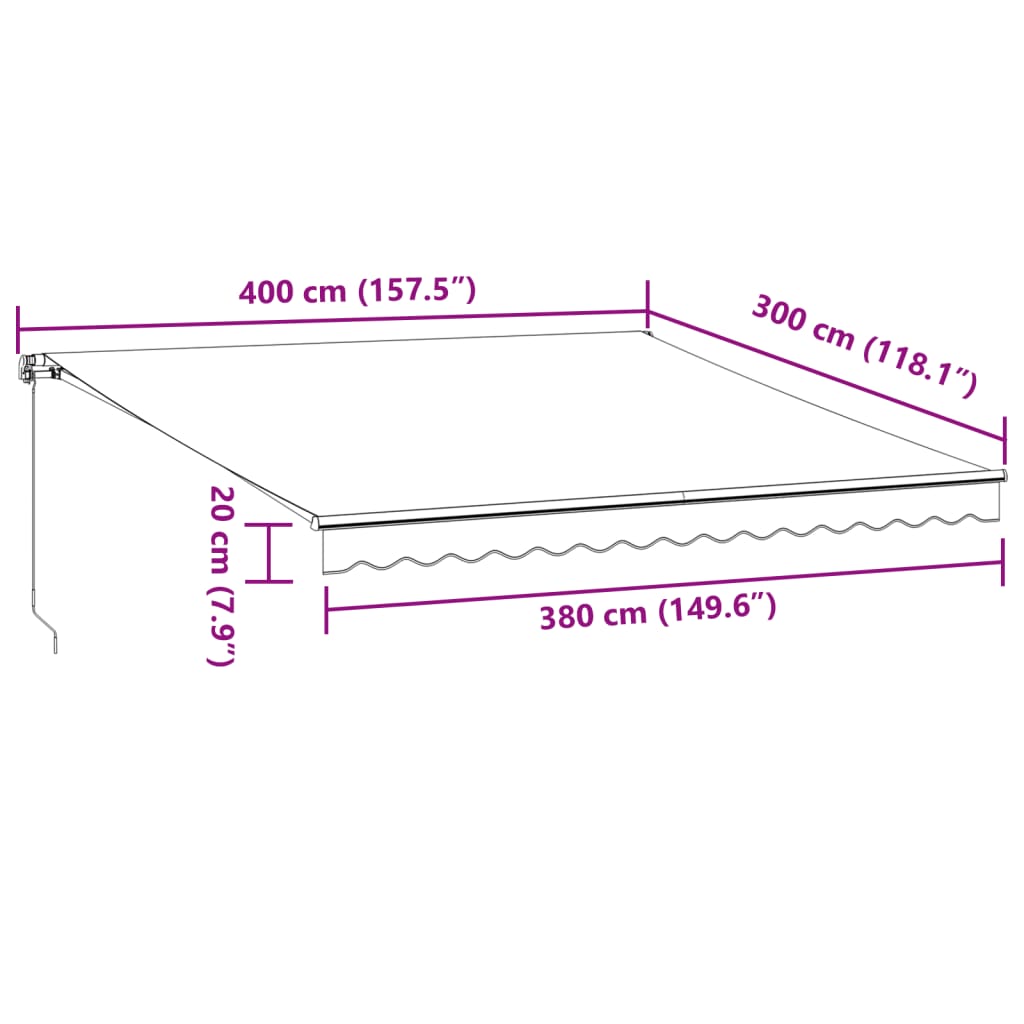 Toldo retrátil automático 400x300 cm bordô