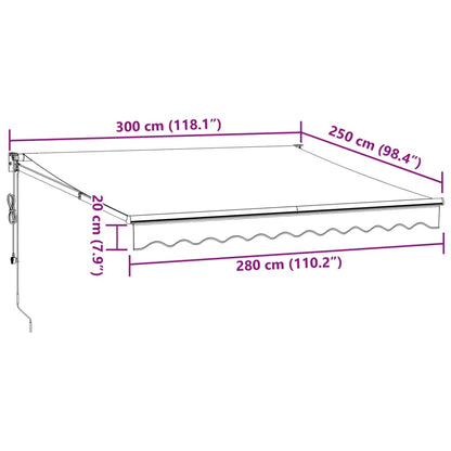 Toldo retrátil automático 300x250 cm bordô