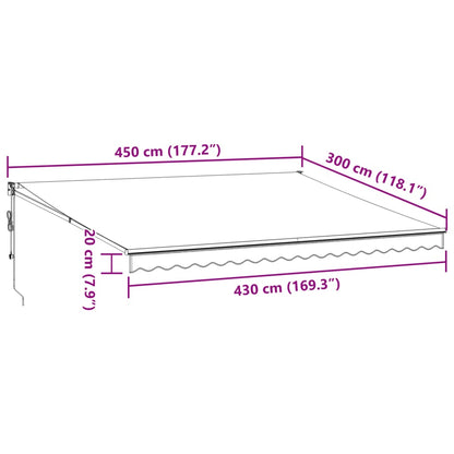 Toldo retrátil automático 450x300 cm bordô