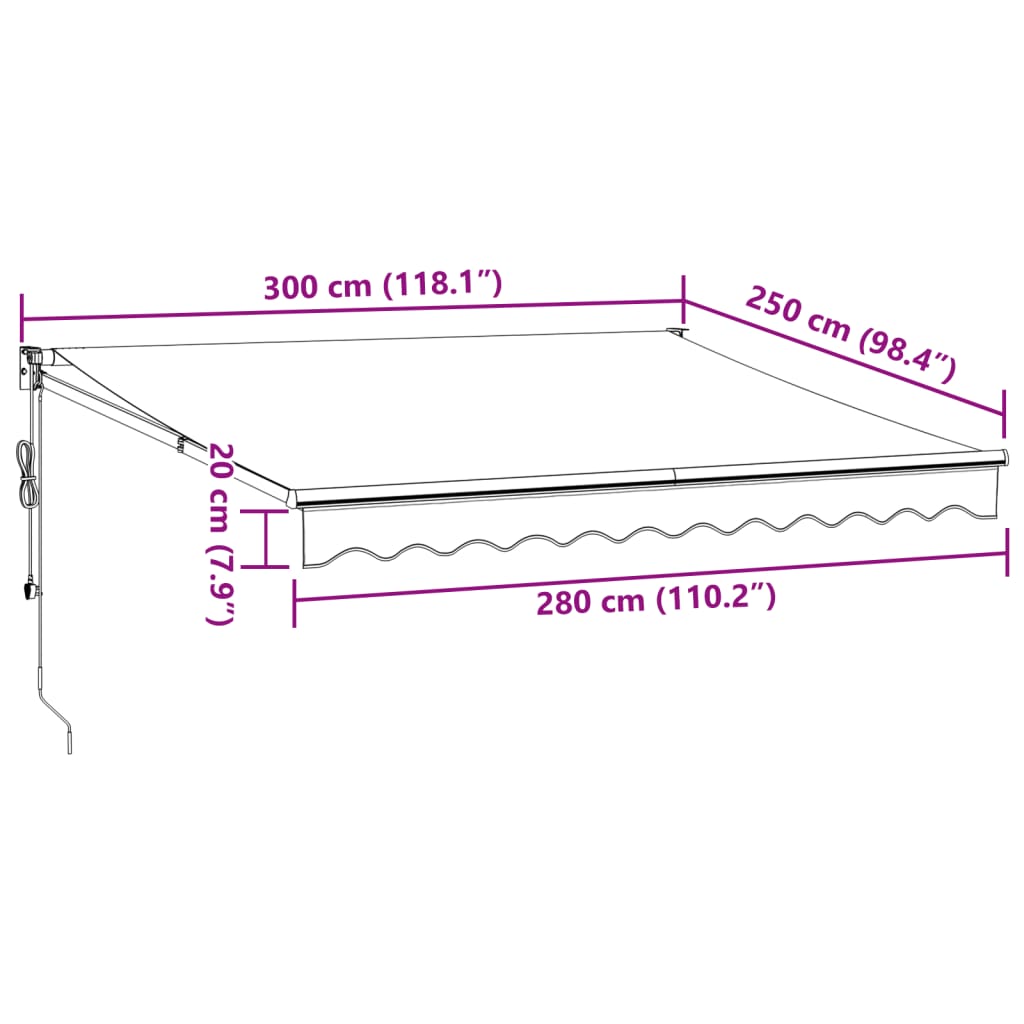 Toldo retrátil automático 300x250 cm bordô