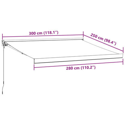 Toldo retrátil manual 300x250 cm bordô