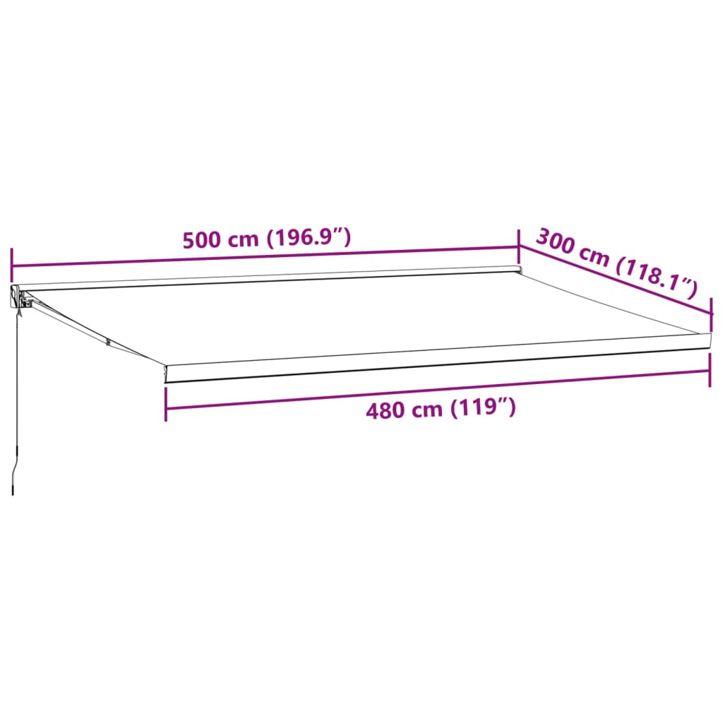 Toldo retrátil manual 500x300 cm bordô