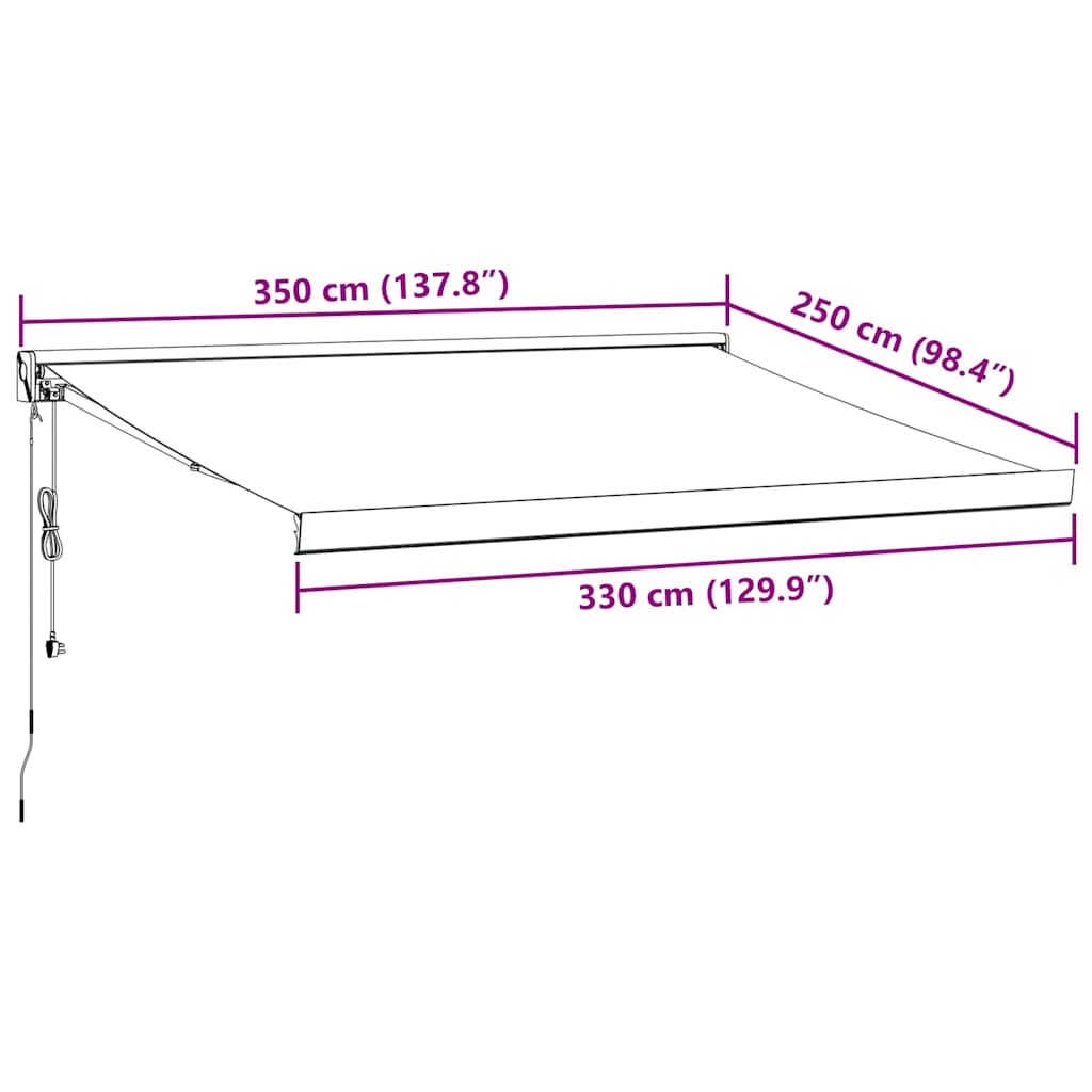 Toldo retrátil automático 350x250 cm bordô