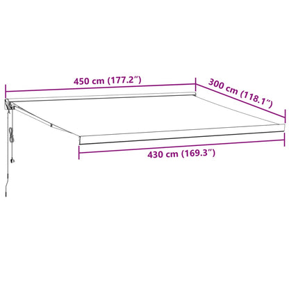 Toldo retrátil automático 450x300 cm bordô