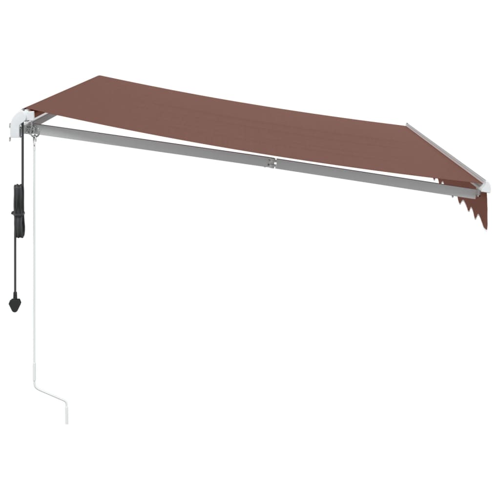 Toldo retrátil automático com luz LED 300x250 cm castanho