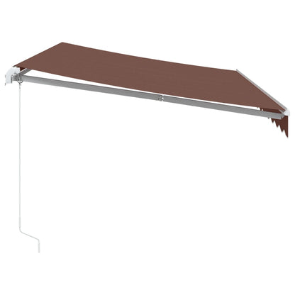 Toldo retrátil manual com luzes LED 350x250 cm castanho