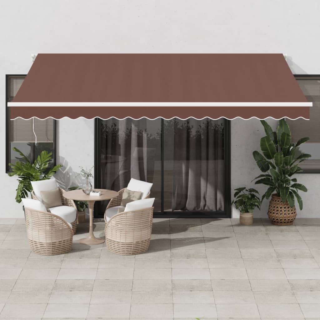 Toldo retrátil automático com luz LED 450x300 cm castanho