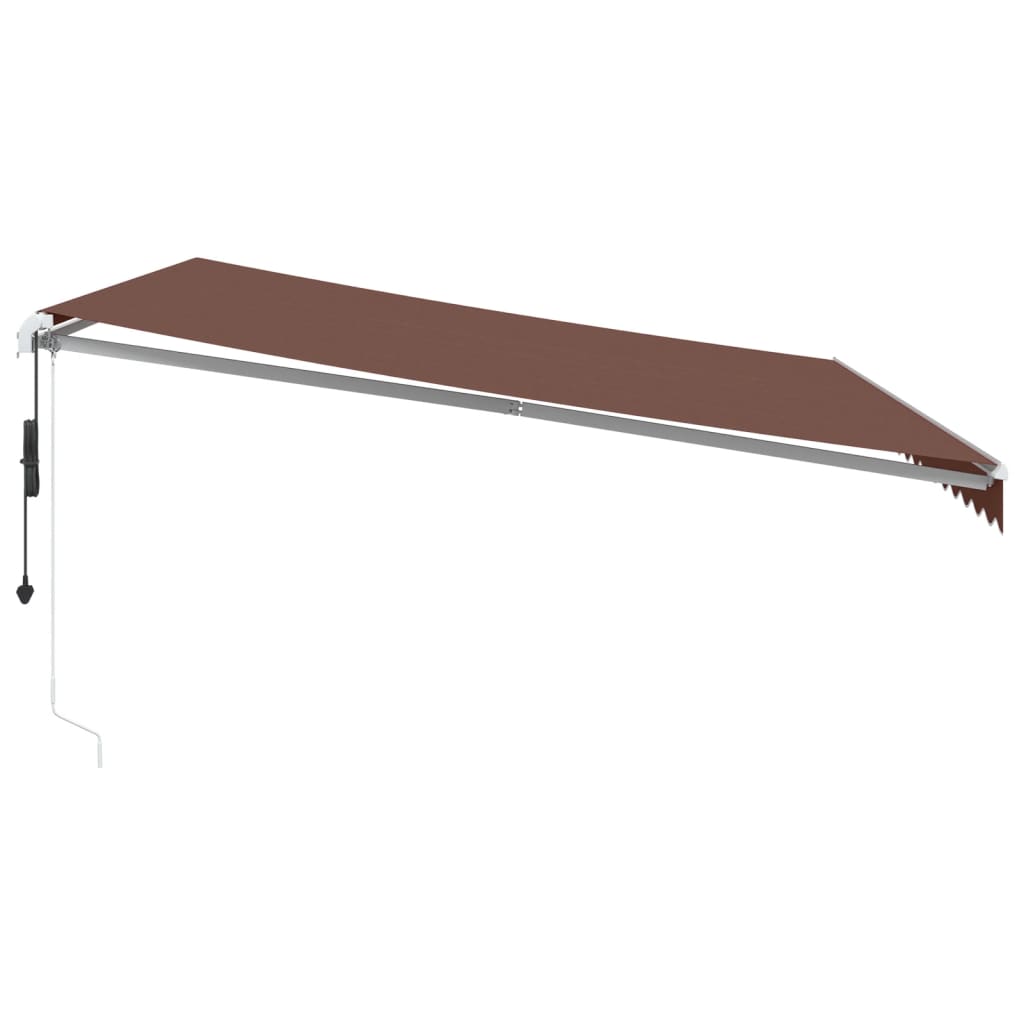 Toldo retrátil manual com luz LED 500x300 cm castanho