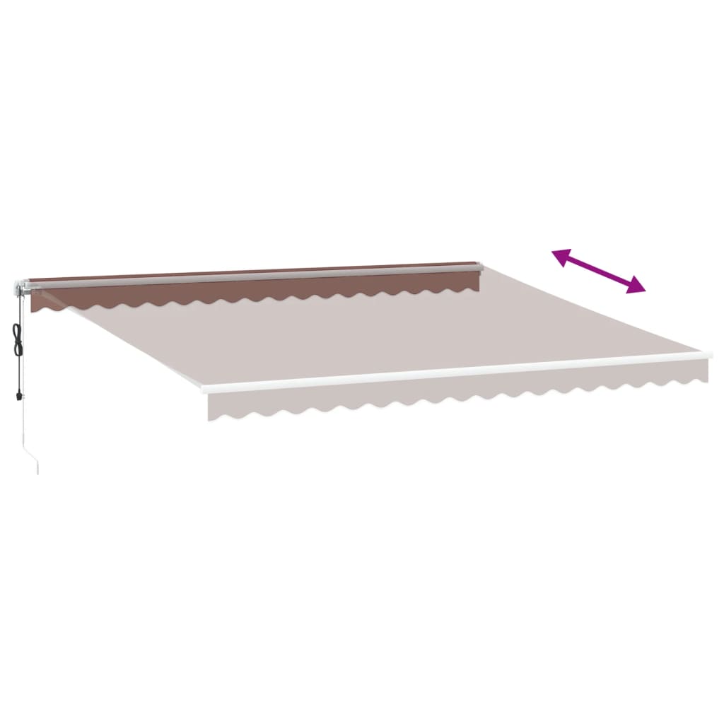 Toldo retrátil manual com luz LED 500x300 cm castanho