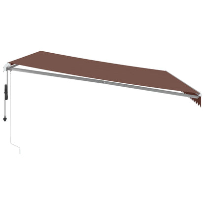 Toldo retrátil automático com luz LED 500x300 cm castanho