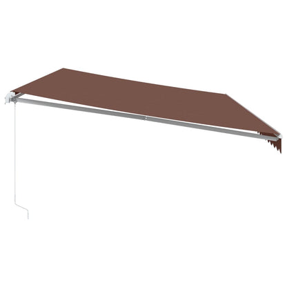 Toldo retrátil manual com luz LED 600x300 cm castanho