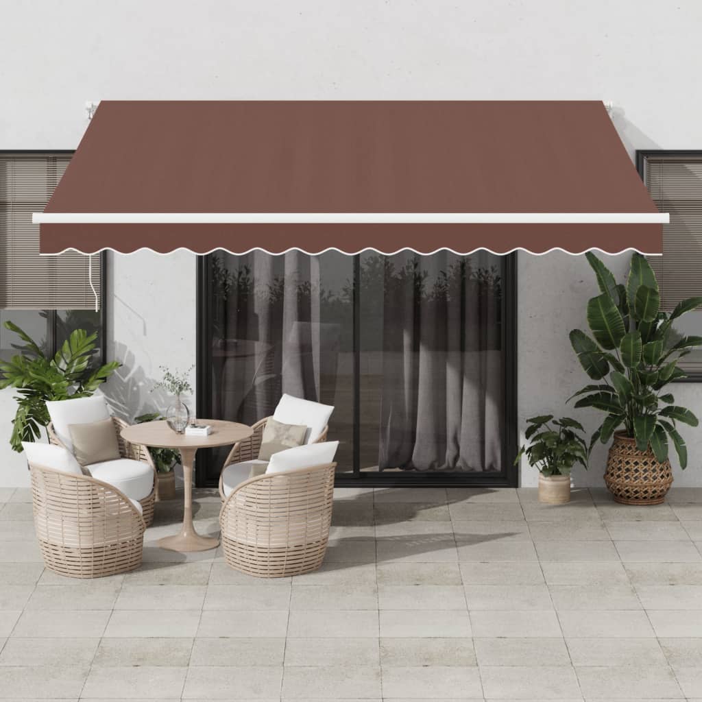 Toldo retrátil manual 400x350 cm castanho