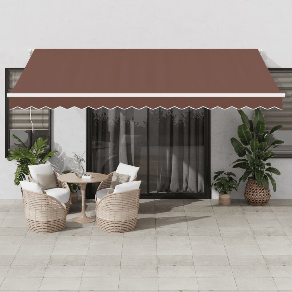 Toldo retrátil automático com luz LED 450x350 cm castanho