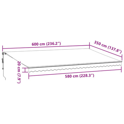 Toldo retrátil automático 600x350 cm castanho