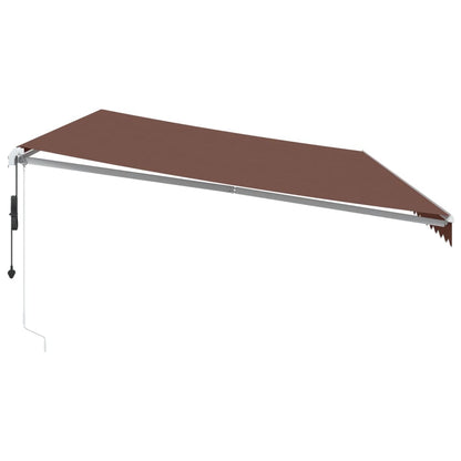 Toldo retrátil automático com luz LED 600x350 cm castanho