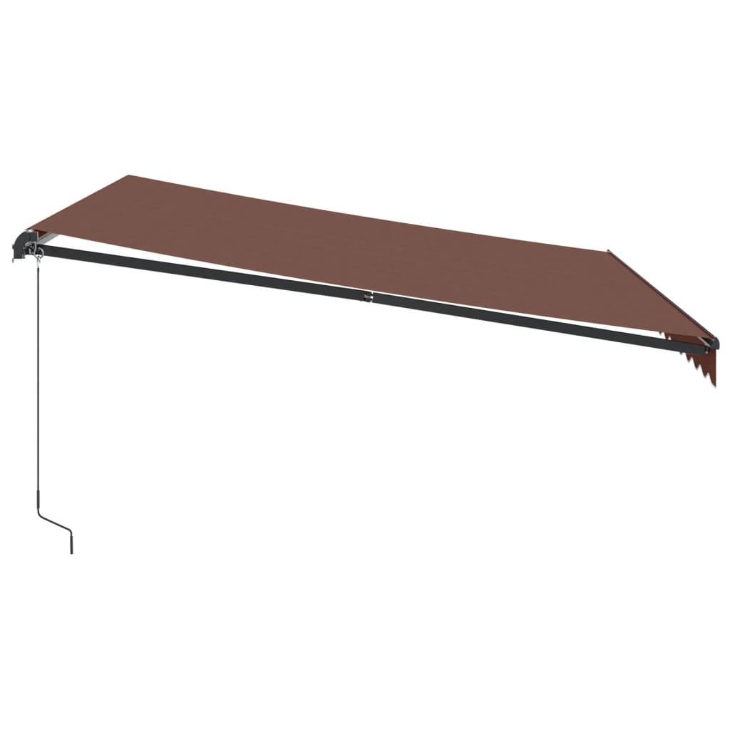 Toldo retrátil manual com luzes LED 400x350 cm castanho