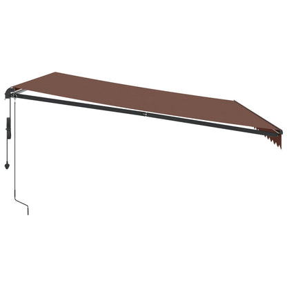 Toldo retrátil automático com luzes LED 450x350 cm castanho