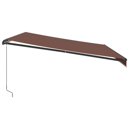 Toldo retrátil manual com luzes LED 500x350 cm castanho