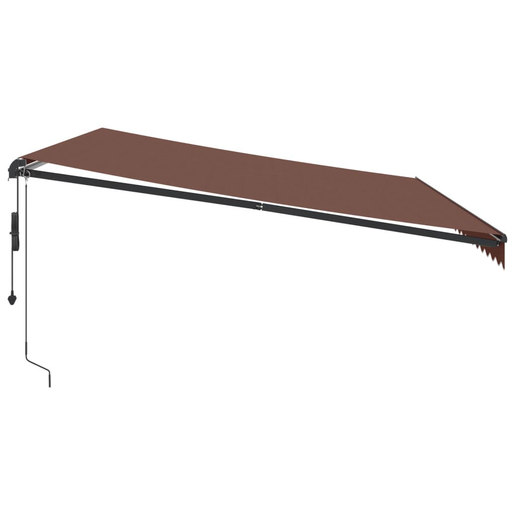 Toldo retrátil automático com luzes LED 500x350 cm castanho