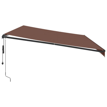 Toldo retrátil automático com luzes LED 600x350 cm castanho