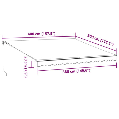 Toldo retrátil automático 400x300 cm castanho