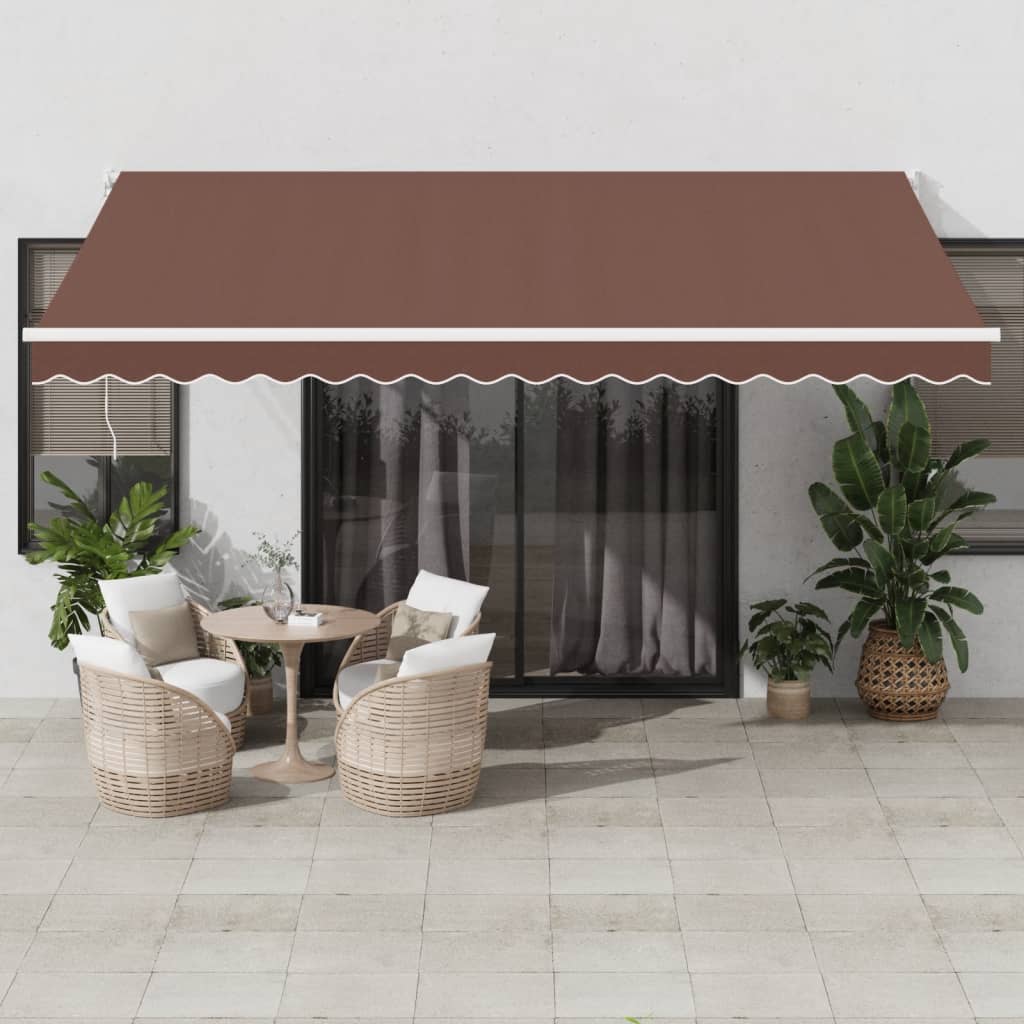 Toldo retrátil manual 450x300 cm castanho