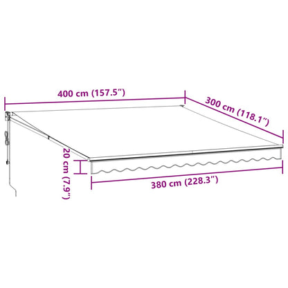 Toldo retrátil automático 400x300 cm castanho