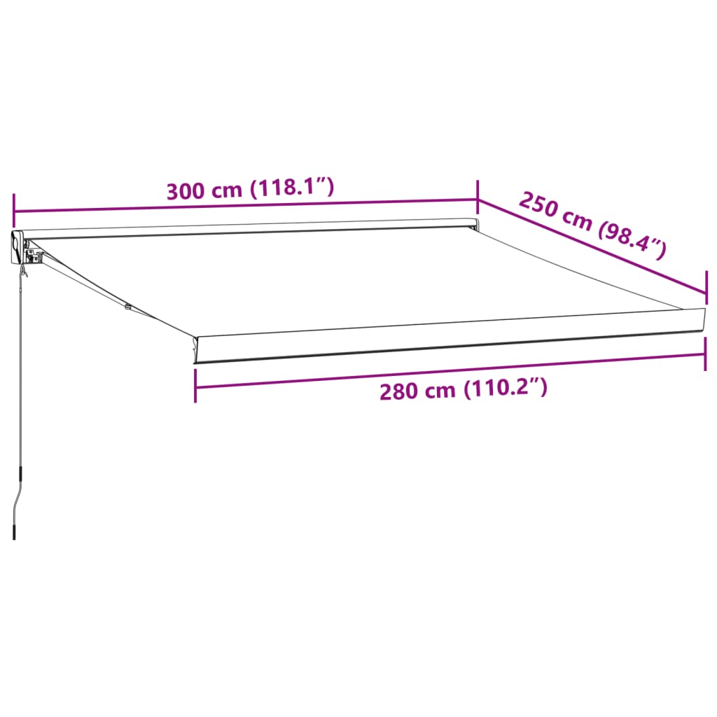 Toldo retrátil manual 300x250 cm castanho