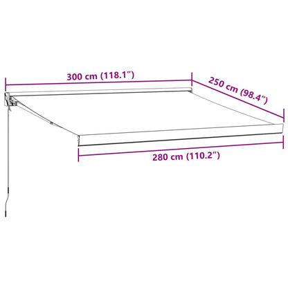 Toldo retrátil manual 300x250 cm castanho