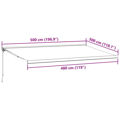 Toldo retrátil manual 500x300 cm castanho