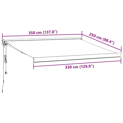 Toldo retrátil automático 350x250 cm castanho