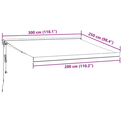 Toldo retrátil automático 300x250 cm castanho