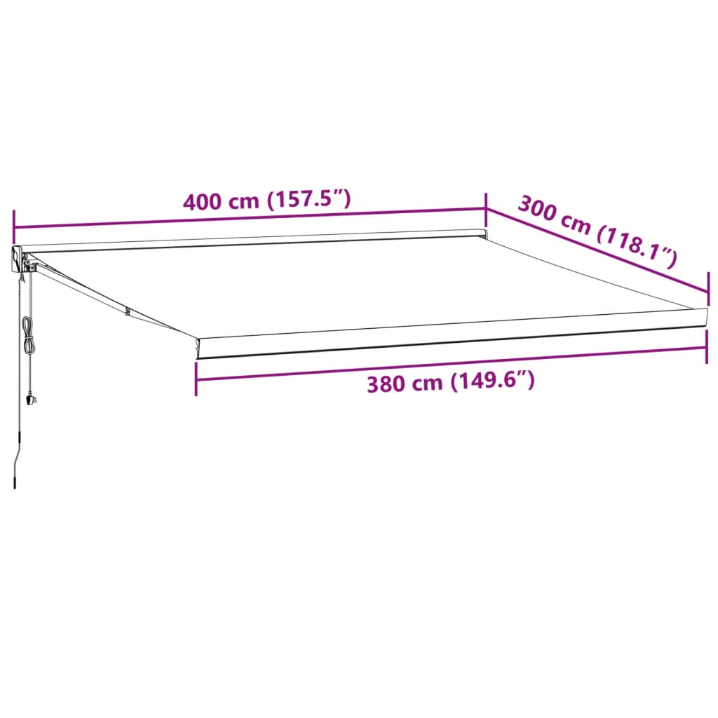 Toldo retrátil automático 400x300 cm castanho