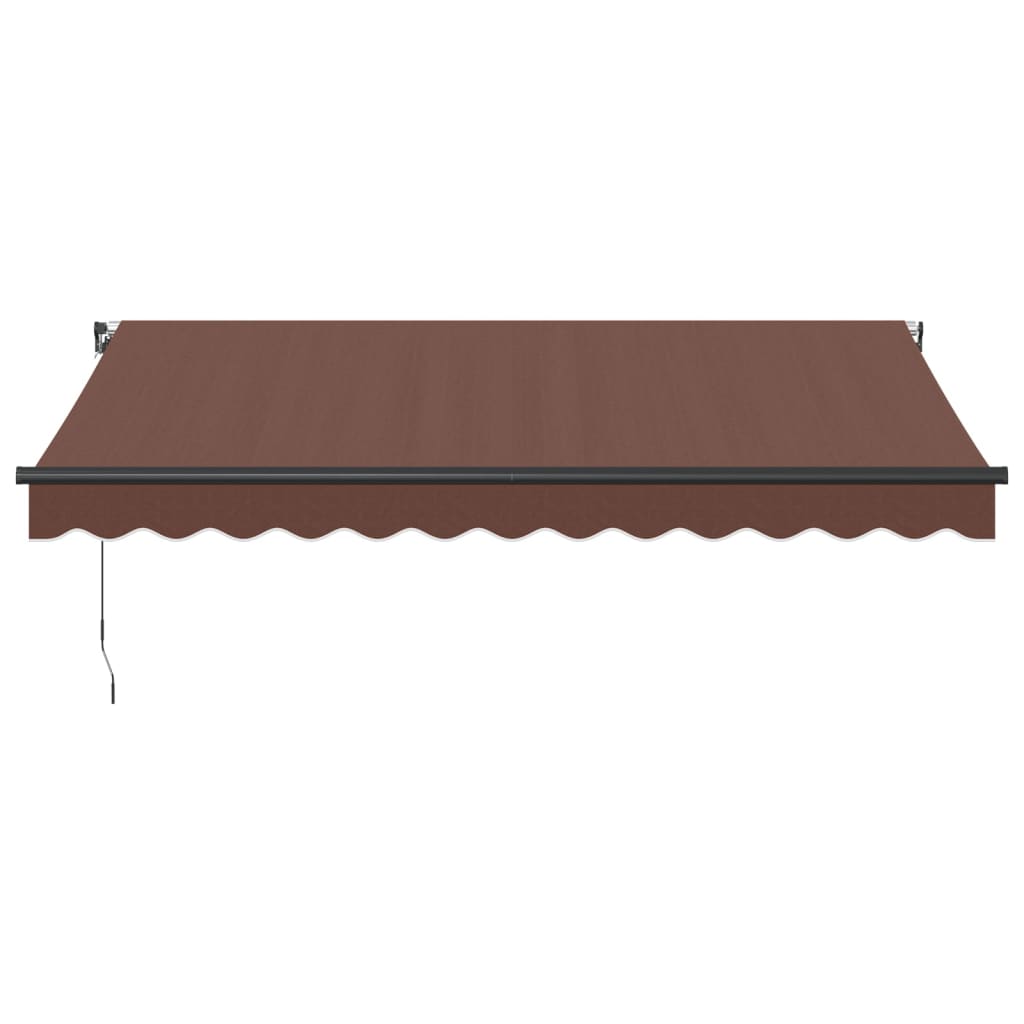 Toldo retrátil manual com luzes LED 350x250 cm castanho