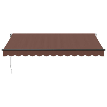 Toldo retrátil manual com luzes LED 350x250 cm castanho