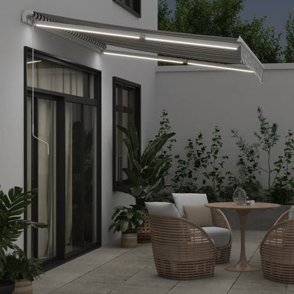 Toldo retrátil manual com luzes LED 300x250 cm antracite/branco